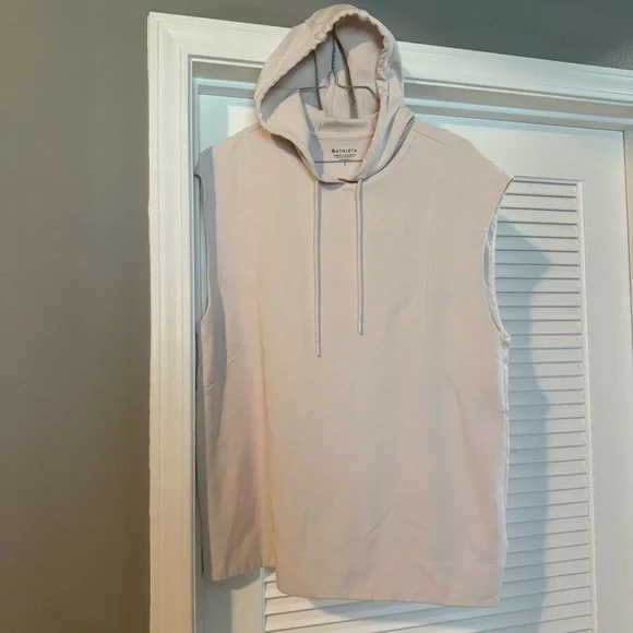 Athleta Cream Sleeveless Muscle Tee Hoodie - Picture 2 of 3
